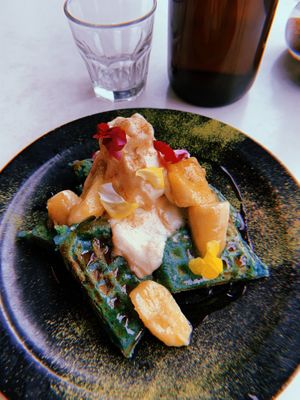 Blue waffle 🤣 don’t be put off by the name! Taste delicious!  at Matcha Mylkbar in St Kilda