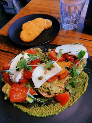 Lovely avo, with vegan mozzarella!  at Matcha Mylkbar in St Kilda