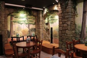 Our humble stage, where the magic happens at Teteria El Bosque in Huesca