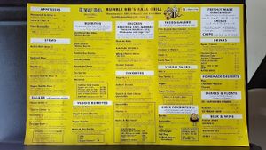 Vegan options clearly marked on menu! at Bumble Bees Baja Grill in Santa Fe