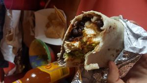 Vegan Burrito tastes awesome with lime at Bumble Bees Baja Grill in Santa Fe