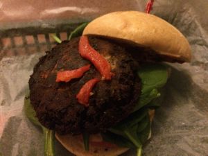 Veggie burger at North Shore Deli in St John