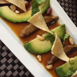 Avocado & Portobello tiradito at Salvia in Playa Del Carmen