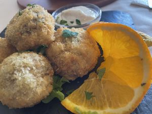 homemade breaded mushrooms with garlic mayonnaise  at O Forno in Calheta