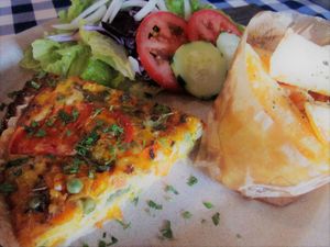 The quiche that is packed full of vegetables and flavour, homemade using Grandmas recipe.  at O Forno in Calheta