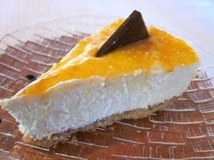 Vegetarian friendly cheesecake (it contains no gelatine!). This one is orange & cointreau but the flavours vary each week (this week we had strawberry and basil).  at O Forno in Calheta