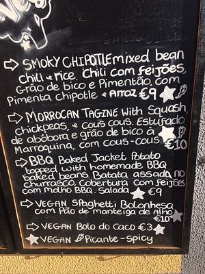 vegan menu at O Forno in Calheta
