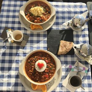 chili and sth Moroccan and bolo do caco at O Forno in Calheta