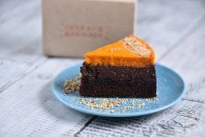 chocolate sea buckthorn dessert at Vegano Hooligano - Mala in Odessa