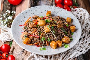 Buckwheat soba with tofu sweet chili and Thai dressing at Vegano Hooligano - Mala in Odessa