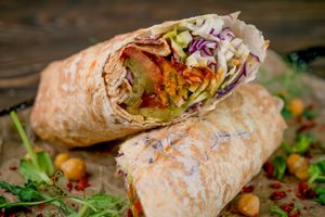 Rolls with falafel vegetables and BBQ sauce (300) at Vegano Hooligano - Mala in Odessa