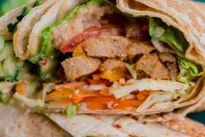 ROLL WITH SOY MEAT, AMARANTH, VEGETABLES AND PANASIAN SAUCE at Vegano Hooligano - Mala in Odessa