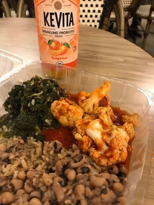 Buffalo Cauliflower, with rice and beans! at Vegan Now in Chicago