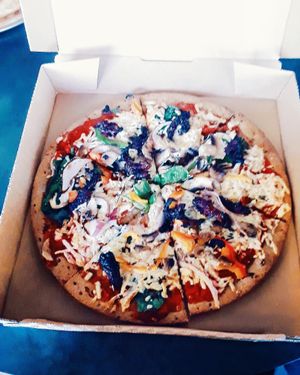 THEY HAVE VEGAN CHEESE!! A bit pricey but worth the treat once in a while! at Pie Five Pizza in Dover