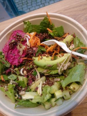 Half eaten Grönsakslandet. One of the 4 vegan bowls. at Holy Greens in Malmo