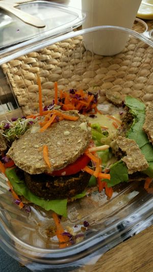 popeye burger , super small at Vegan & Raw in Mallorca