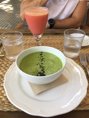 Raw zucchini soup and smoothie  at Vegan & Raw in Mallorca