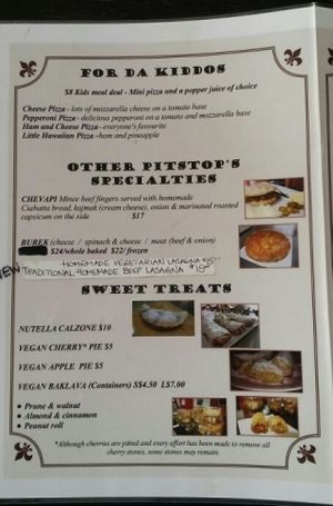 menu 2 at Pitstop Pizza in Coorparoo