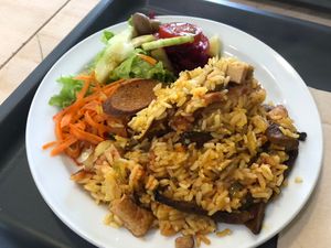 Mushroom rice with fresh salad   at Biofrade - A Loja da Horta in Parede