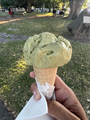 Vegan pistachio ice cream   at Sweet Scoops in Sonoma