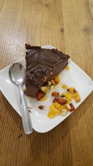 Chocolate fudge cake at Village Green in Jerusalem