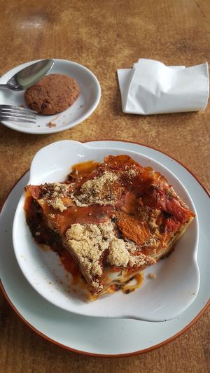 Amazing vegan lasagne at Village Green in Jerusalem