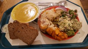 Vegan buffet at Village Green in Jerusalem