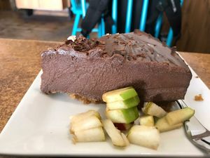 Chocolate cake at Village Green in Jerusalem