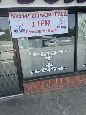 New Hours  at Doaba Sweets and Restaurant in Brampton