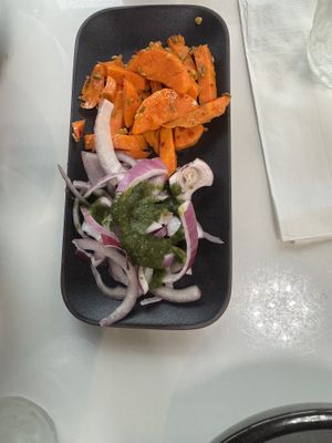 Side salad and carrot pickle   at Doaba Sweets and Restaurant in Brampton
