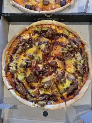 Vegan burger pizza  at Hell Pizza in Queenstown