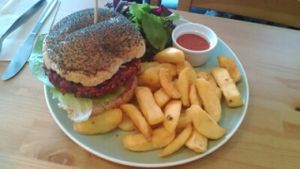 Veggie Burger at Campbell's Canal Cafe in North West London