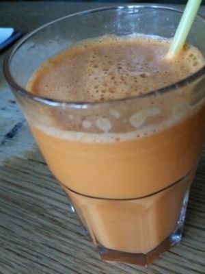 carrot juice at Campbell's Canal Cafe in North West London