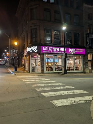 Easy to find storefront at Mezza Lebanese Kitchen - Downtown in Halifax