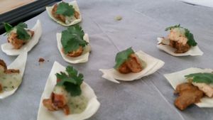 Tofu and dressing on a bed of cabbage at Souls in Copenhagen