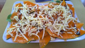 pumpkin with vegan cheese at Fuori di Zucca in Tenerife