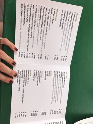 Menu  at Fuori di Zucca in Tenerife