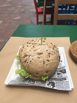 Veg hamburger at Fuori di Zucca in Tenerife