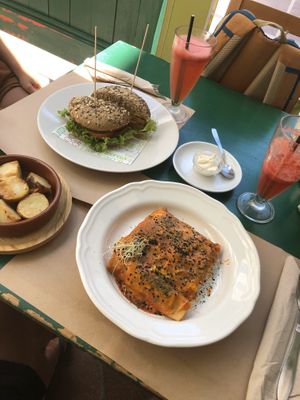 “Cannelloni” and burger. at Fuori di Zucca in Tenerife