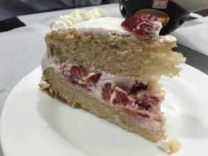 Strawberry cake at Salad Days in Sao Paulo