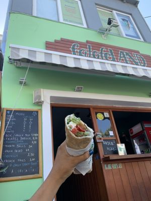 get house mayo falafel wrap!  at FalafeLand in Santorini