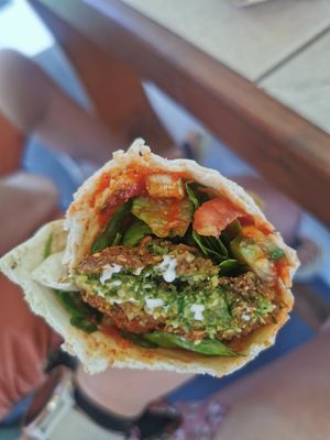 Special falafel wrap at FalafeLand in Santorini