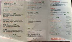 menu (Aug 2022)  at FalafeLand in Santorini