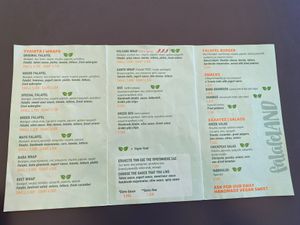 Menu (October 2022) at FalafeLand in Santorini