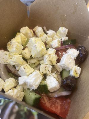 Greek salad   at FalafeLand in Santorini