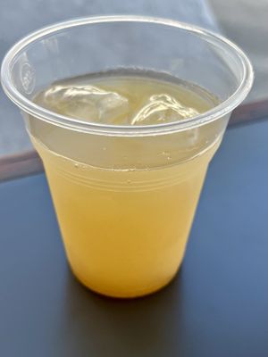Homemade lemonade (made with ginger )  at FalafeLand in Santorini