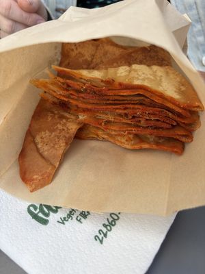 Arabic pitta chips   at FalafeLand in Santorini