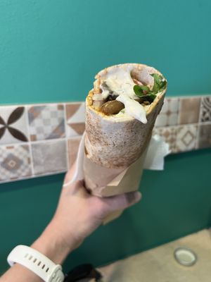 Mushroom gyros  at FalafeLand in Santorini