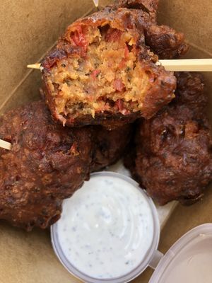 Tomato balls at FalafeLand in Santorini