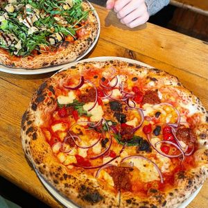 meltdown (foreground) & balsamico (background)  at The Porter Pizza Company in Sheffield